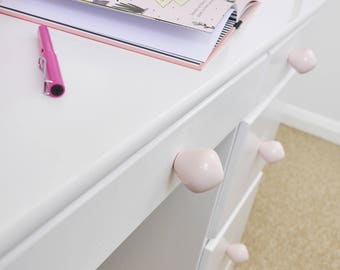 Tiradores de cerámica rosa pastel: tiradores de cajón hechos a mano