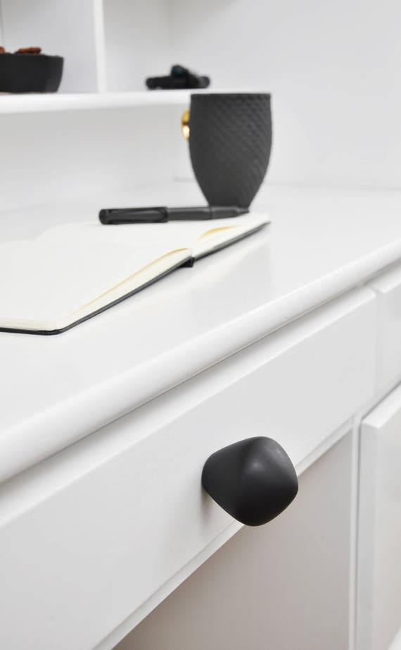 Black Matt Little Top Ceramic Knobs, Handmade Dresser Drawer Pulls, Kitchen and Bathroom Cabinet Remodel Hardware, New Home Gift