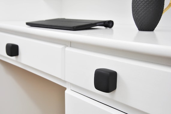 Black Matt Cube Ceramic Knobs, Handmade Dresser Drawer Pulls, Kitchen and Bathroom Cabinet Remodel Hardware, New Home Gift