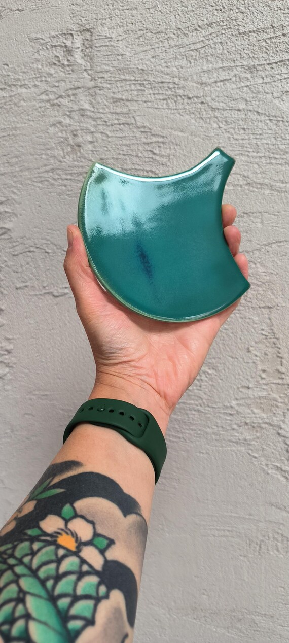 New collection - Emerald Green Tile. Sample of handmade ceramic mosaic tile. Bathroom and Kitchen tiles. Morocco Fish Scale Ceramic Tile.
