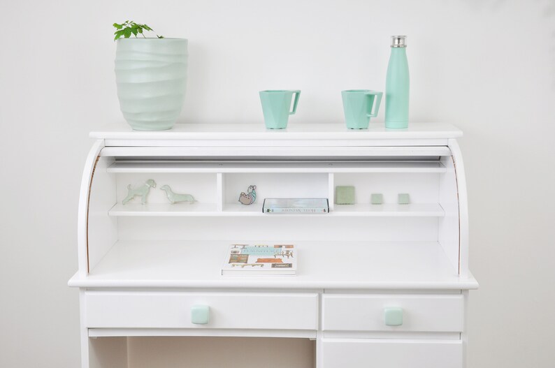 Pastel Mint Cube Ceramic Knobs, Handmade Blue Dresser Drawer Pulls, Kitchen and Bathroom Cabinet Remodel Hardware, New Home Gift image 2