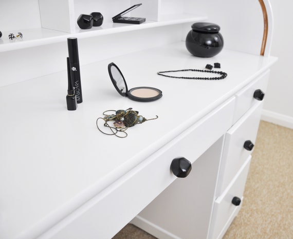 Black Glossy Polyhedron Ceramic Knobs, Handmade Dresser Drawer Pulls, Kitchen and Bathroom Cabinet Remodel Hardware, New Home Gift