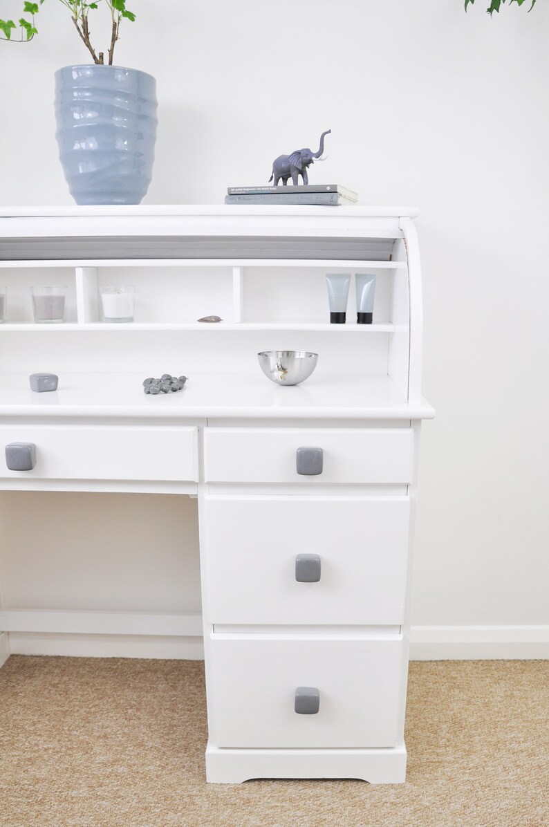 Dark Grey Cube Ceramic Knobs: Handmade Modern Decor image 3