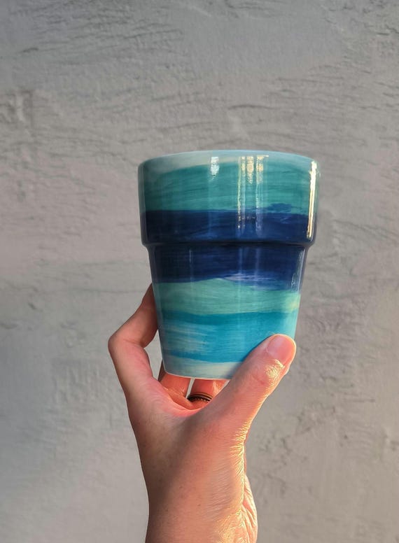 Handmade Sicily Inspired Ceramic Cup – Artisan Stoneware, 400ml