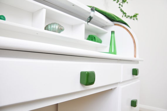 Emerald green Cube Ceramic Knobs, Handmade Dresser Drawer Pulls, Kitchen and Bathroom Cabinet Remodel Hardware, New Home Gift