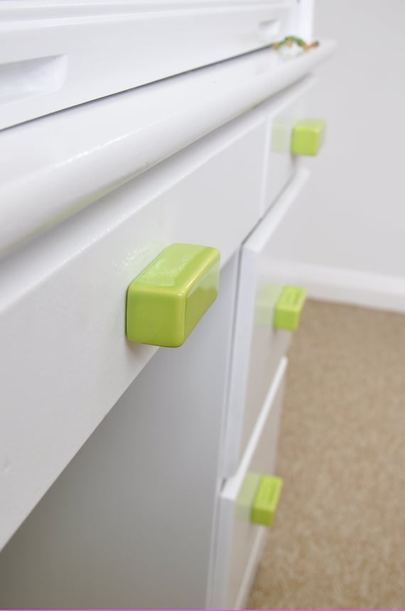 Green Lime Rectangular Ceramic Knobs, Handmade Dresser Drawer Pulls, Kitchen and Bathroom Cabinet Remodel Hardware, New Home Gift