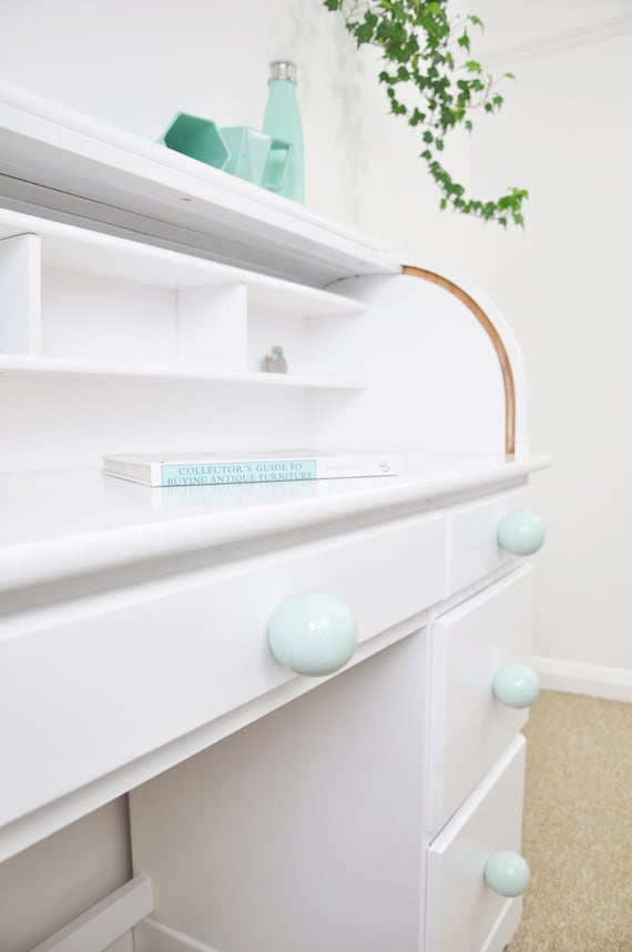 Pastel Mint Round 6 cm Ceramic Knobs, Handmade Blue Dresser Drawer Pulls, Kitchen and Bathroom Cabinet Remodel Hardware, New Home Gift