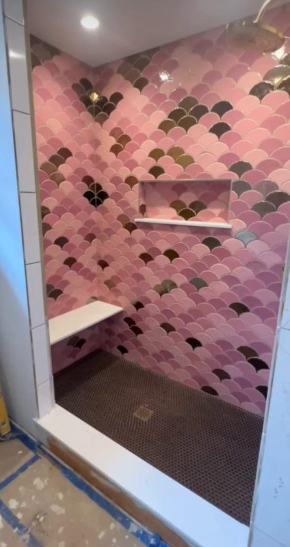 Handmade Ginkgo Biloba Ceramic Mosaic Tiles: Pink & Gold, 121 Pcs (1 m2)