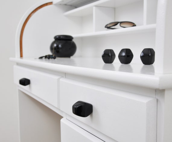 Black Glossy Diamond Ceramic Knobs, Handmade Dresser Drawer Pulls, Kitchen and Bathroom Cabinet Remodel Hardware, New Home Gift
