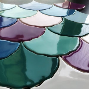 Handmade Ceramic Leaf Mosaic Tiles: Rainbow Ginkgo Biloba Design