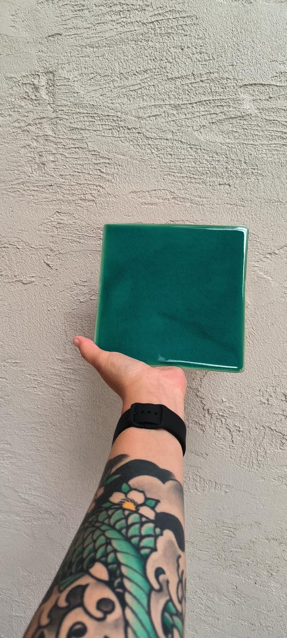 Handmade Ceramic Tile Colour Sample – Custom Turquoise Glaze for Zozi