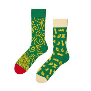 Pasta Makaroni socks, colourful, mismatched, funny, bold, sports, animals, food, hobbies
