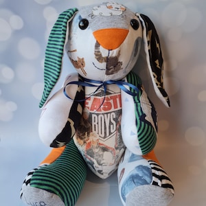 Rabbit keepsake made from baby clothes, keepsake rabbit, baby clothes bunny, bunny rabbit, first birthday gift, personalised gift