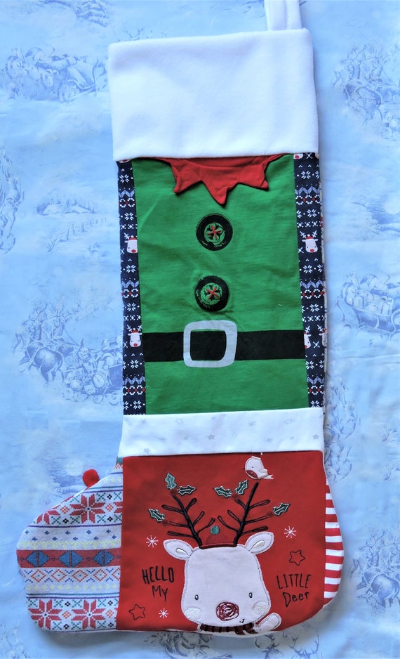 Personalised Embroidered Fleece Super Jumbo Christmas Stocking with name 57cm