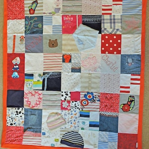 Keepsake blanket made from baby clothes LARGE, memory blanket, patchwork quilt, first birthday gift, remembrance, baby clothes quilt