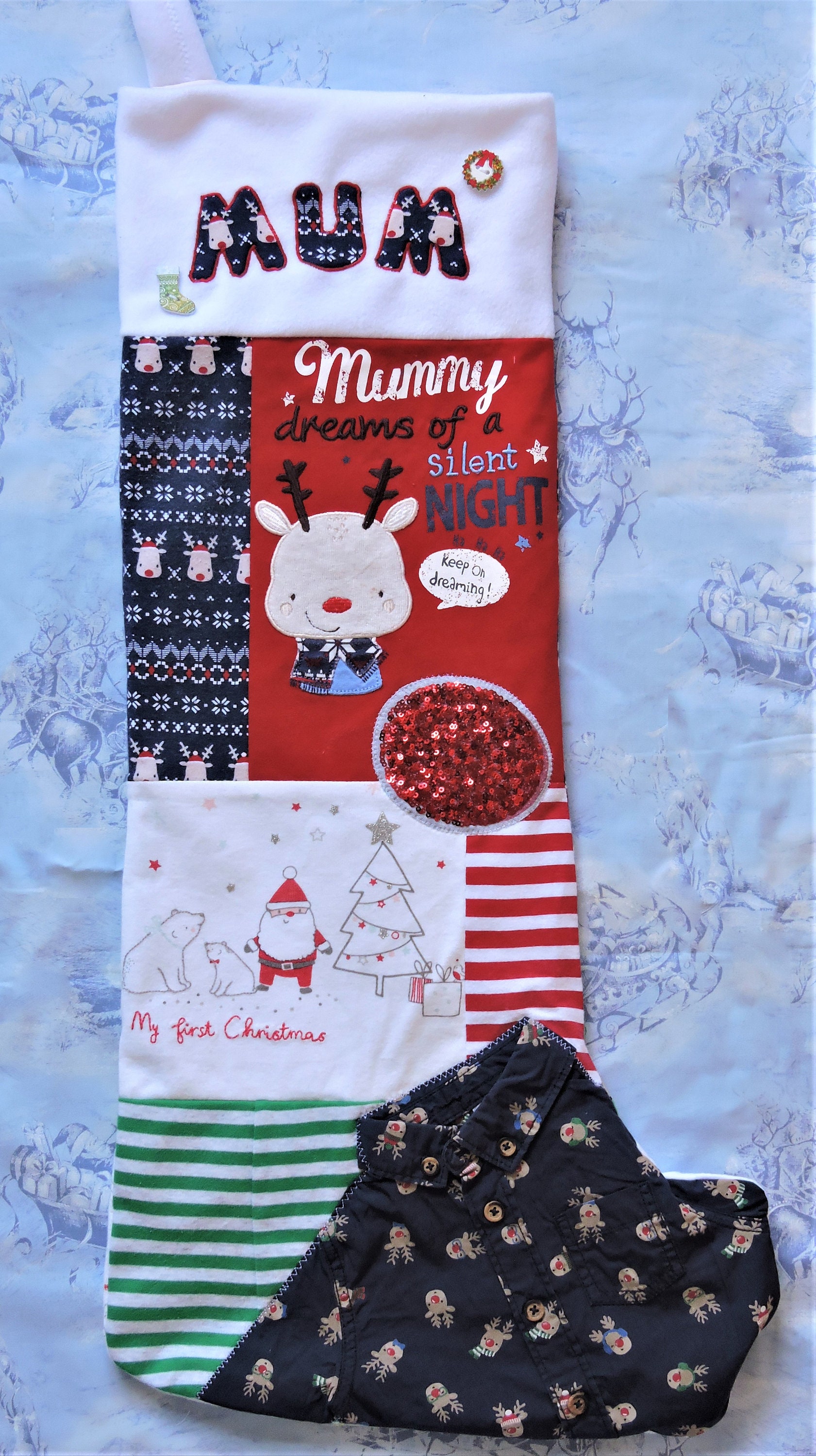 Christmas Stocking LARGE Made From Baby Clothes Personalised - Etsy