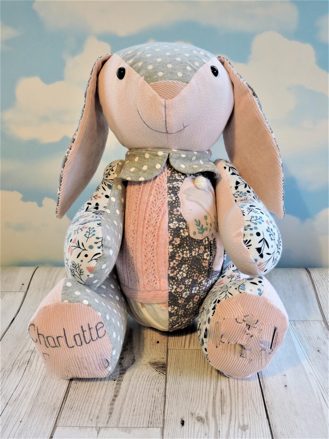 Rabbit Keepsake Made From Baby Clothes Keepsake Rabbit Baby Clothes Bunny Bunny Rabbit First Birthday Gift Personalised Gift Etsy UK