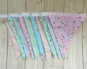 Easter bunny bunting, easter bunny flags,  easter rabbit bunting, spring decor, easter decorations, spring bunting, easter pennant, garland