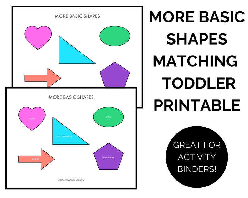 More Basic Shapes Matching Game, Printable Toddler Preschool Learning Tool, Homeschool, Educational Toddler Activity, Basic Shapes image 1