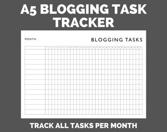 A5 BLOGGING Task TRACKER printable - PDF planner insert - blogger, influencer, business