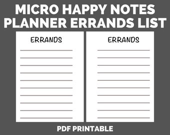 Micro Happy Planner Notes Errands List Printable