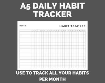 A5 DAILY HABIT tracker printable - PDF planner insert - monthly habit tracker