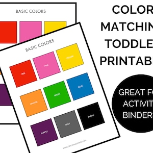 Color Matching Game, Printable Toddler Preschool Learning Tool, Homeschool, Educational Toddler Activity, Basic Colors image 1