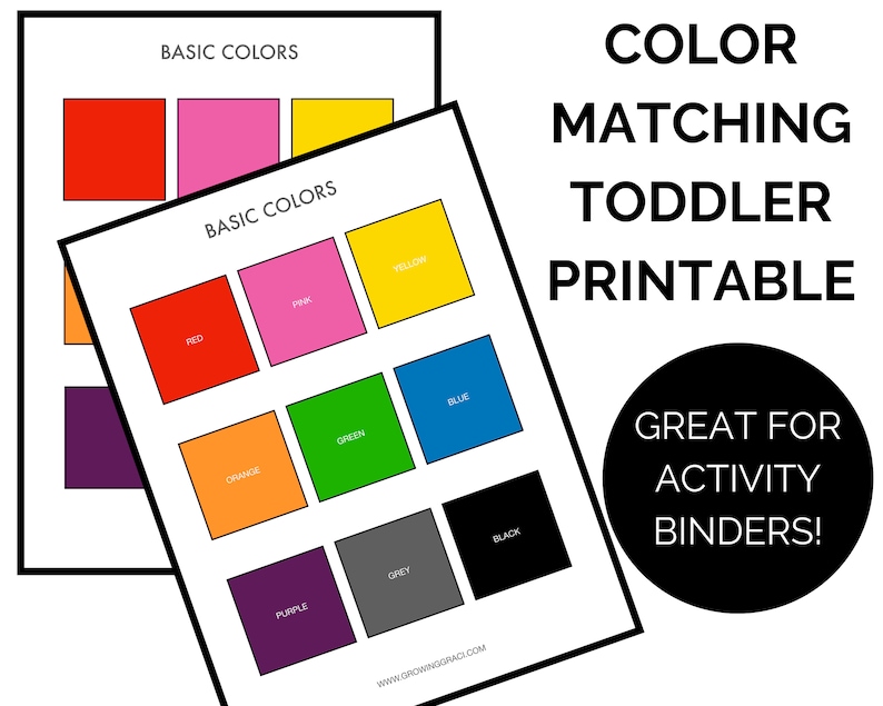 Color Matching Game, Printable Toddler Preschool Learning Tool, Homeschool, Educational Toddler Activity, Basic Colors image 1