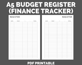 A5 BUDGET REGISTER printable - PDF planner insert - budgeting, finance, financial tracker