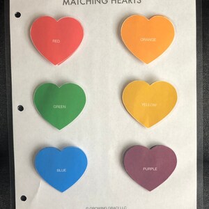 Color Matching Hearts Game, Printable Toddler Preschool Learning Tool, Homeschool, Educational Toddler Activity, Basic Colors image 2