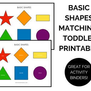 Shape Matching Game, Printable Toddler Preschool Learning Tool, Homeschool, Educational Toddler Activity, Basic Shapes image 1