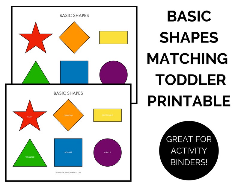 Shape Matching Game, Printable Toddler Preschool Learning Tool, Homeschool, Educational Toddler Activity, Basic Shapes image 1