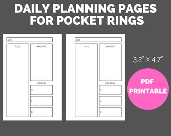 Pocket Rings Daily Planning Printable (PLANNER INSERT)