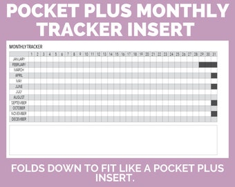 POCKET PLUS RINGS Monthly Tracker - Foldable Insert - Cycle Tracker - Mood Tracker - Day in Pixels