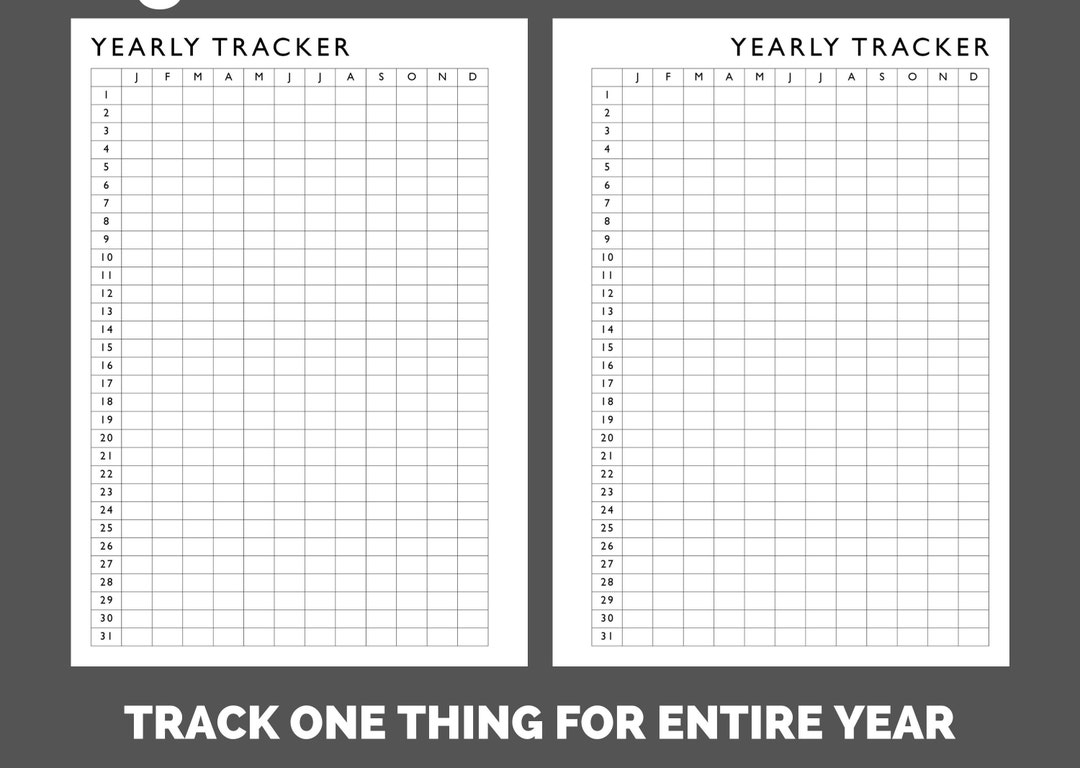 A5 YEARY TRACKER Printable PDF Planner Insert Daily Tracker Habit ...