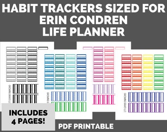 Habit Tracker Sized For Erin Condren Life Planner Printable