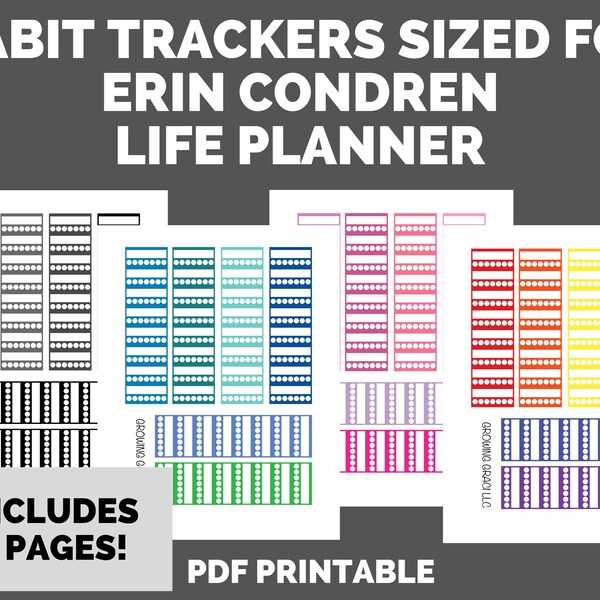 Habit Tracker Sized For Erin Condren Life Planner Printable