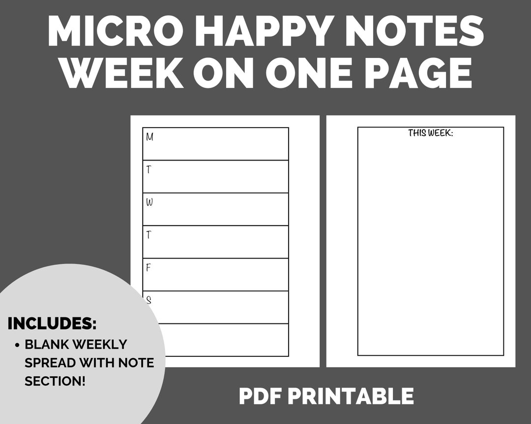 Micro Happy Planner Notes Week on One Page Printable - Etsy
