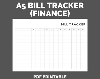 A5 BILL TRACKER printable - PDF planner insert - budgeting, finance, financial tracker, bills