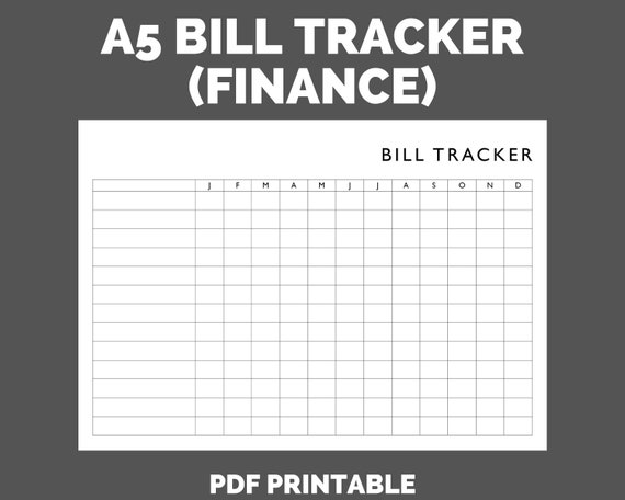 A5 BILL TRACKER Printable PDF Planner Insert Budgeting | Etsy