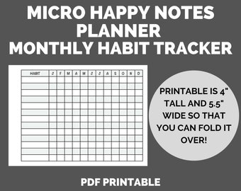 Micro Happy Planner Notes Monthly Habit Tracker Pages Printable