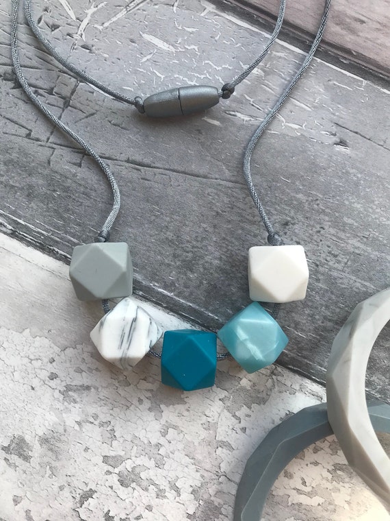 Teething Necklace Copper Stone Sensory Jewellery Silicone Nursing