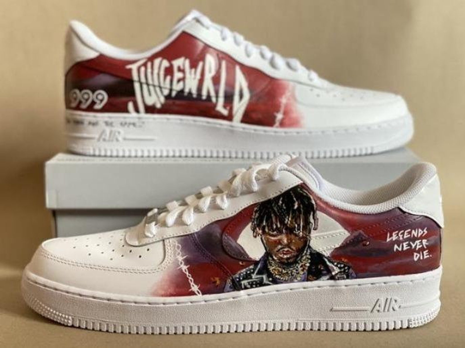 Juice Wrld Custom Nike Air Force 1's Custom Shoes Custom Etsy