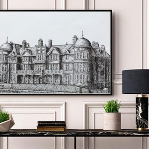 The Grand Hotel (Print), Lancashire, Schwarz-Weiß-Kunstwerk-Sammlung, UK Kunstwerk
