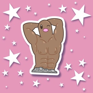 Manly Buff Diglett Pokémon Sticker
