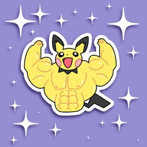 Manly Buff Pichu Pokémon Sticker