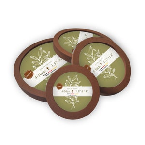 Moldura redonda de vidro verdadeiro em madeira, coloração com óleos vegetais base de whisky opcional | 4 6 8 10 12 14 16 20 24 30cm