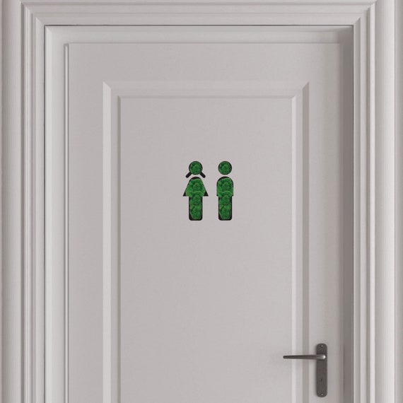 Wc Toilette Orientierung Turschild Junge Madchen Moos Moosbild Etsy