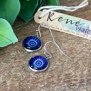 Boho Earring Ring Set Adjustable Blue Ring Earring Mandala Ring Silver Earring & Ring Set Blue Earring Dangle Earring for Her Sister Gift image 3