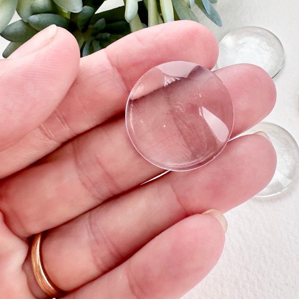 25 MM Glass Dome for Blank Pendant Tray Clear Puffed Glass for Jewelry Making 1" Clear Glass Photo Charm Round Glass Cabochon Jewelry Kit